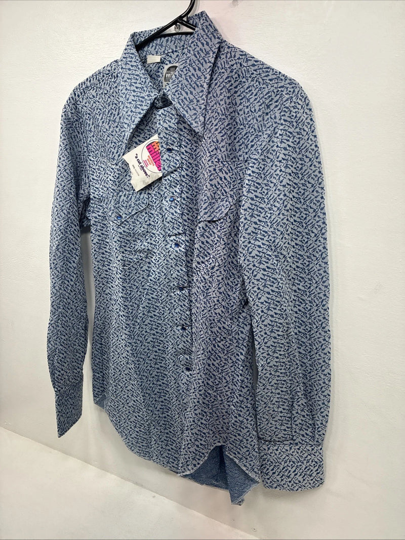 New Women’s Miller Blue Designed Long Sleeve Pearl Snap 16 X 34 XL II-10