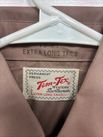 New Men’s Tem Tex Brown Western Long Sleeve Pearl Snap 15 X 33 Medium T-43
