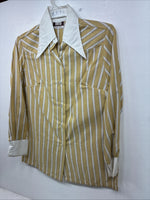 New Women’s Fenton Yellow White Stripe Long Sleeve Button Up Size 14 KK-99