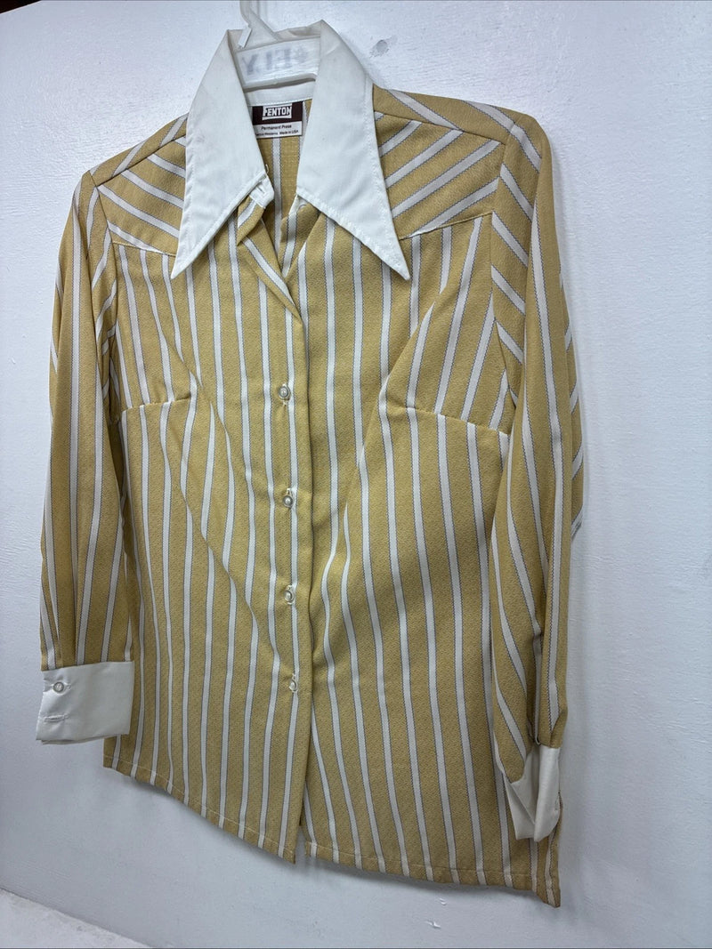 New Women’s Fenton Yellow White Stripe Long Sleeve Button Up Size 14 KK-99