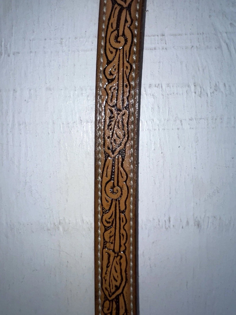 New Brown Genuine Leather Tooled 28” Belt #102 NN-19