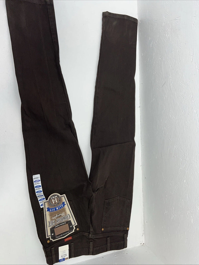 New Men’s Brown Cowboy Cut Slim Fit Wrangler Jeans. 13x32 G-6