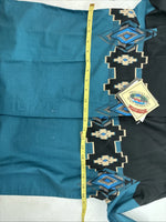 New Women’s Cumberland Blue Black Design Long Sleeve Button Up Medium YY-65