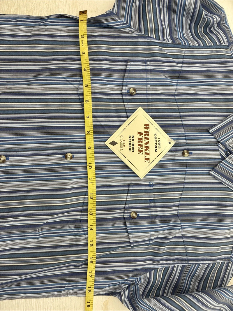 New Kids ELY Classic Blue Stripe Long Sleeve Button Up Large CC-85