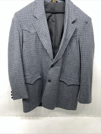 New Men’s Pioneer Wear Blue Plaid Suit Jacket 42L #12504 X-602