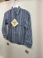 New Kids ELY Classic Blue Stripe Long Sleeve Button Up Small CC-97