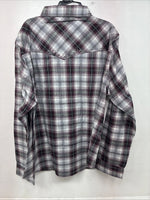 New Women’s Cumberland Purple Plaid Long Sleeve Pearl Snap 2XL KK-78