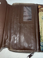 New Congress Leather Fabric Tooled Wallet #100555 P-501