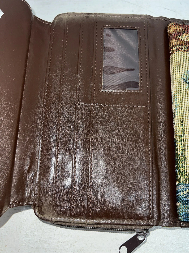 New Congress Leather Fabric Tooled Wallet #100555 P-501