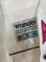 New Women’s Wrangler White Deigned Long Sleeve Button Up Medium KK-31