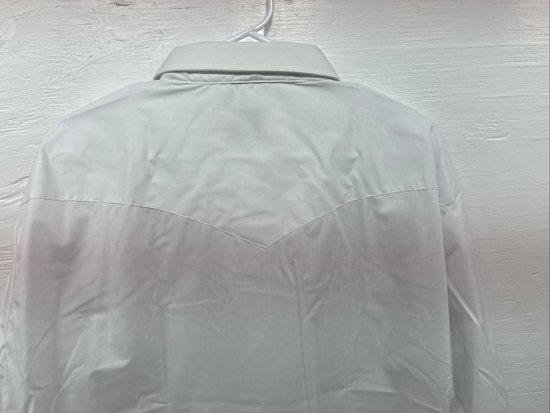 New Men’s Mesquite White Western Long Sleeve Pearl Snap 17.5 X 37 XL R-76
