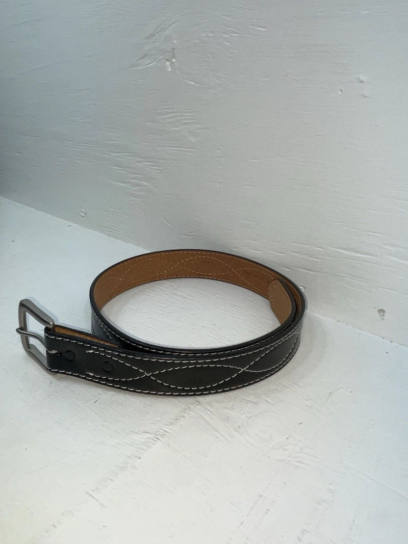 New Black Genuine Leather Badger Stitched 32” Belt #B1340 Z-174