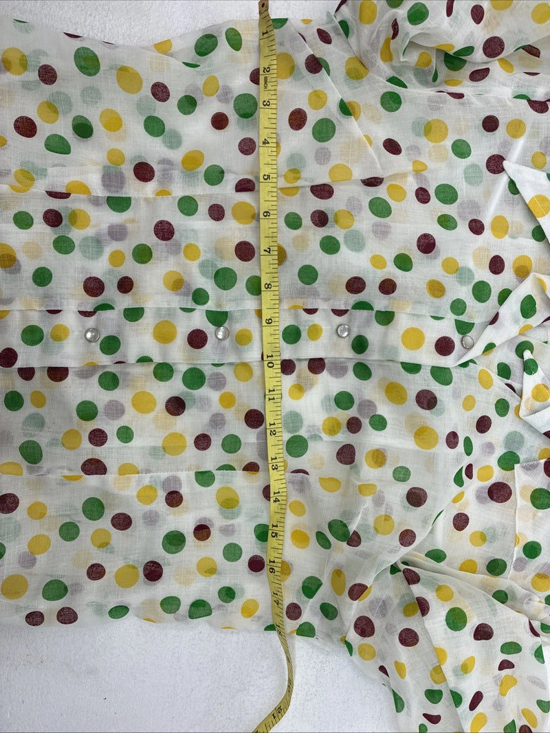 New Women’s H Bar C Polkadot Long Sleeve Pearl Snap Size 38 II-77