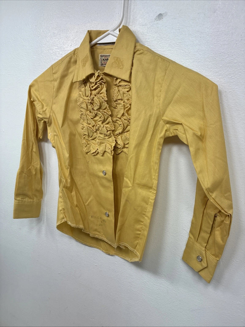 New Kids Karman Yellow Designed Long Sleeve Pearl Snap Size 6 YY-48