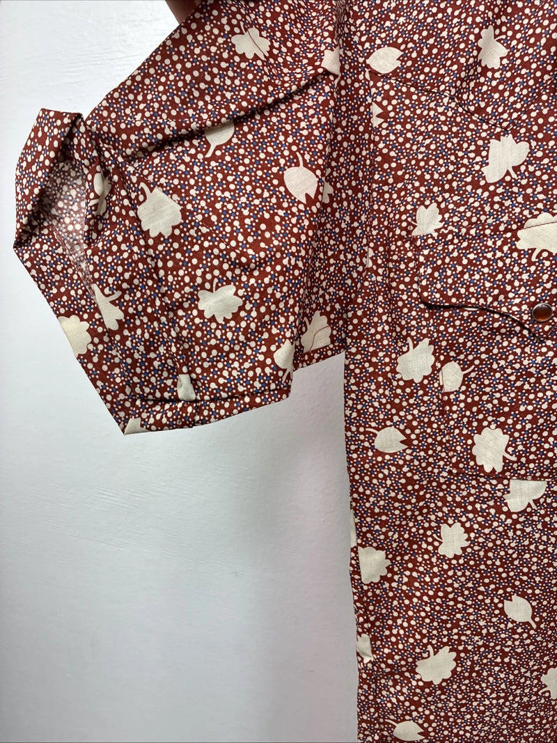 New Women’s Panhandle Slim Floral Long Sleeve Pearl snap Size 14.5 MM-1
