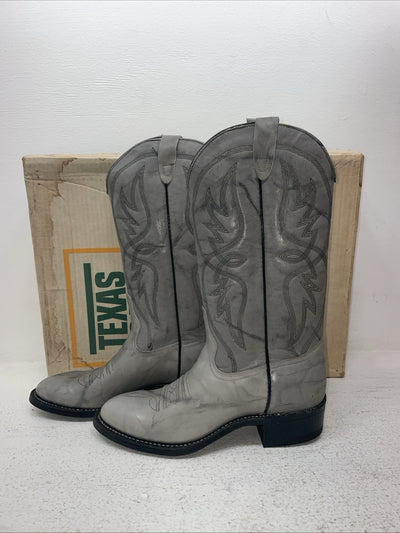 New Men’s Gray Texas Brand Cowboy Boots. 6802 6.5 6 1/3 D. 1-29