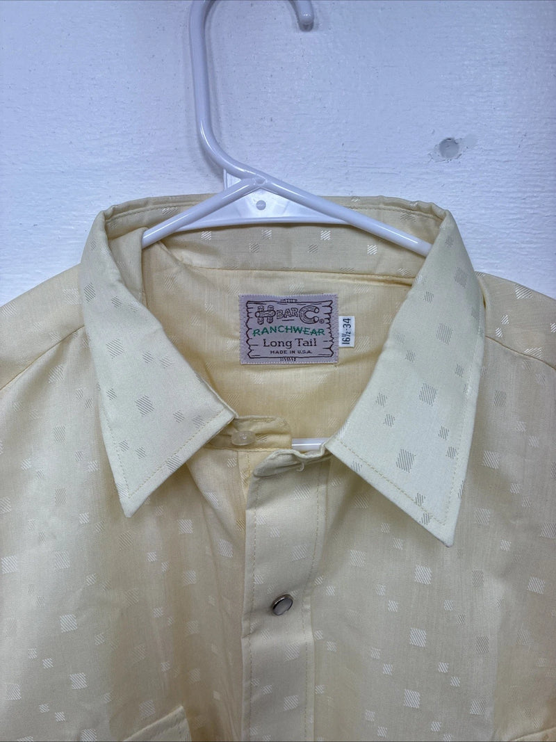 New Women’s H Bar C Yellow Long Sleeve Pearl Snap 16.5 X 34 XL II-36