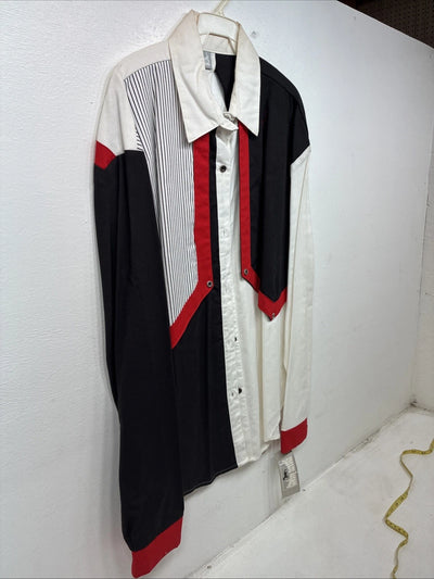 New Women’s Cowboy Threads Black White Red Long Sleeve Button Up Large TT-126