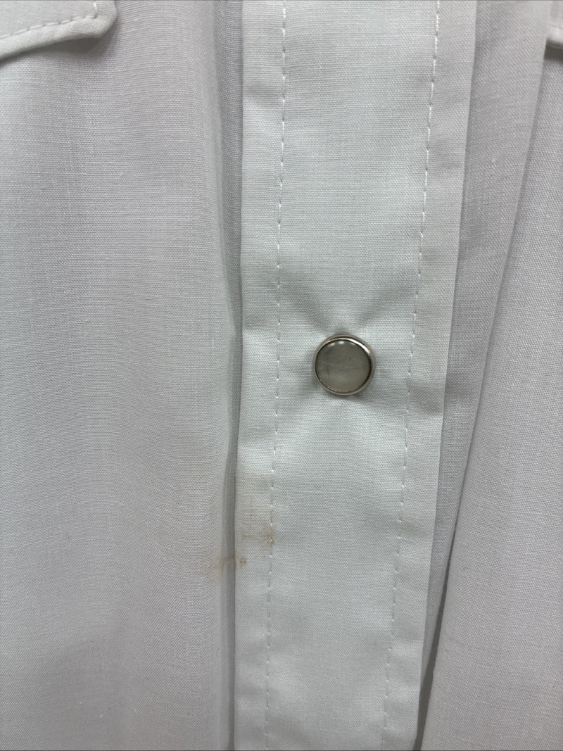New Men’s H Bar C White Embroidered Long Sleeve Pearl Snap 15.5 Medium K-58