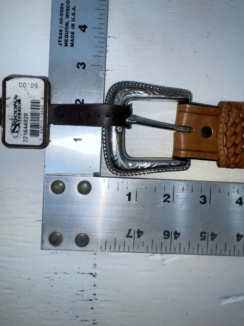 New Brown Genuine Leather Nocona Weaved And Pendent 28” Belt #2216448 NN-18