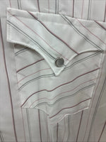 New Men’s H Bar C White Stripe Long Sleeve Pearl Snap 16 Large M-36