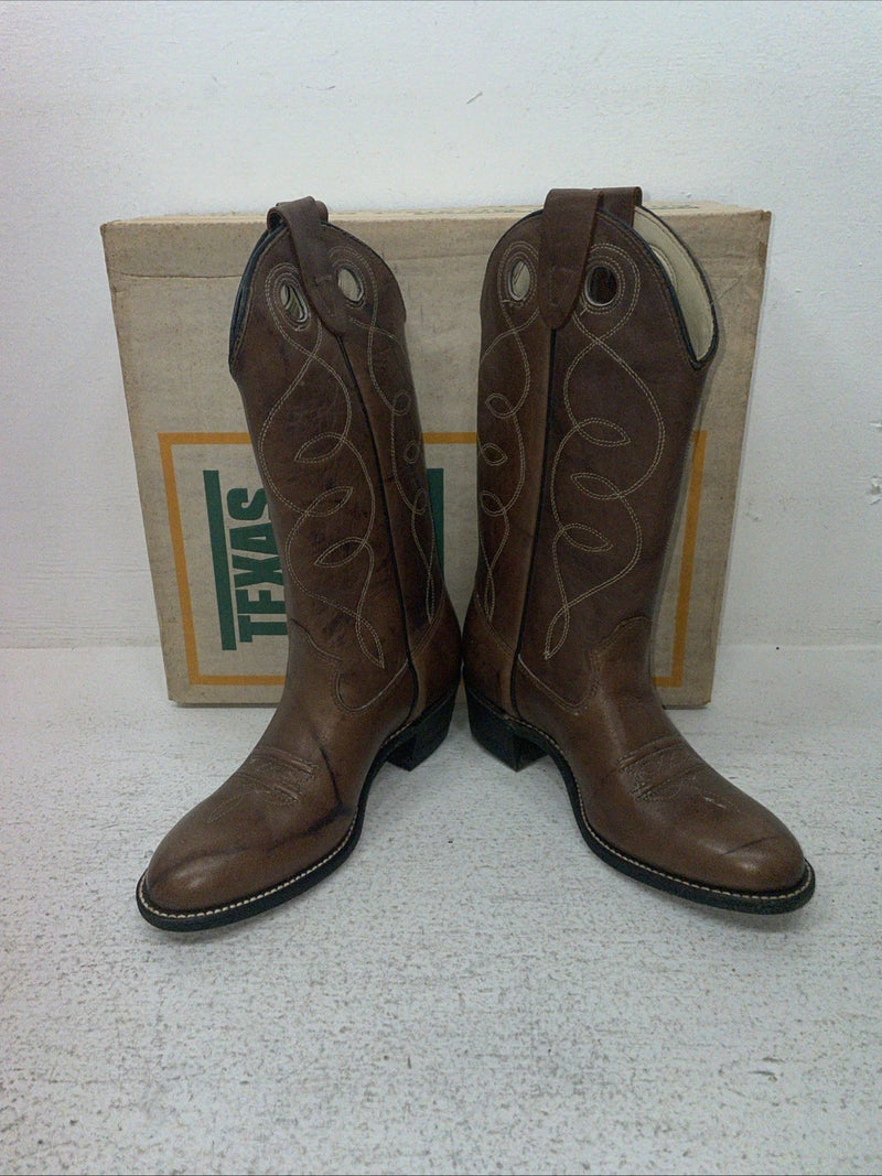 New Kids Brown Texas Brand Cowboy Boots. C 191 1 B. 23-84
