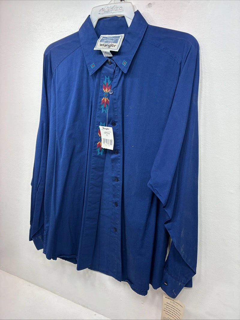 New Women’s Wrangler Blue Designed Long Sleeve Pearl Snap XL II-20