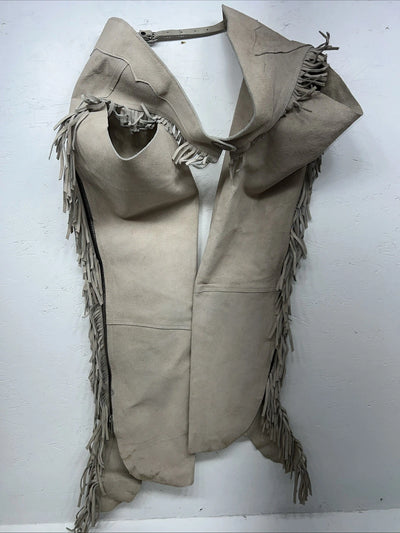 NOS Tan Show Chaps With Fringe Adjustable Waist 42” I-80