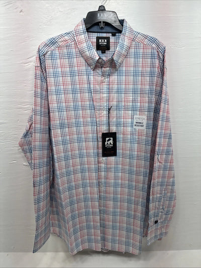 New Men’s ELY Cattleman Multiple Color Stripe Long Sleeve Button Up 2XL H-41