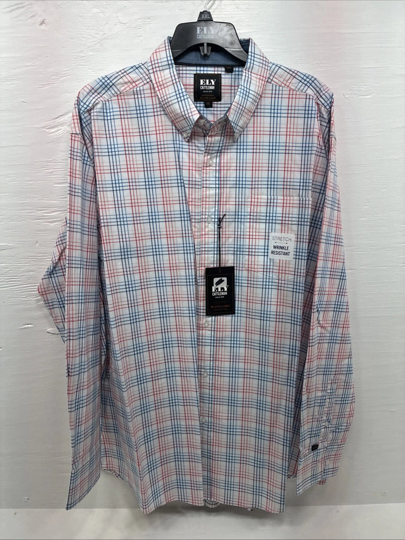 New Men’s ELY Cattleman Multiple Color Stripe Long Sleeve Button Up 2XL H-41