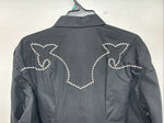 New Women’s White Horse Black Design Long Sleeve Pearl Snap XL II-43