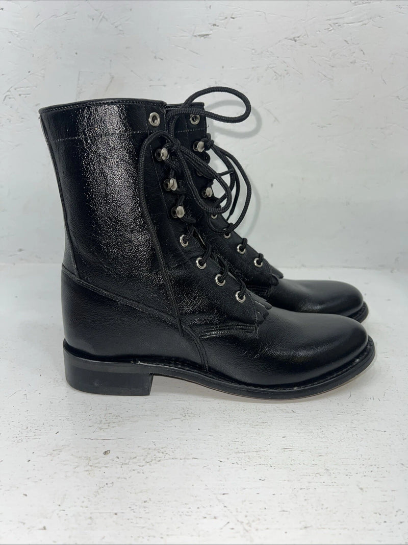 New Women’s Black Old West Lace Up Cowboy Boots. 060 6 D. 19-7
