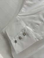 New Men’s ELY Cattleman White Blue Embroidered Long Sleeve Pearl Snap XL H-75