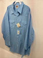New Men’s ELY Cattleman Blue Long Sleeve Pearl Snap 18 X 35 2XL CC-5