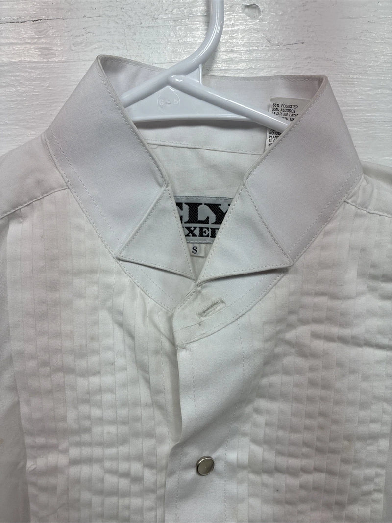 New ELY Cattleman White Long Sleeve Pearl Snap English Shirt Small X-97