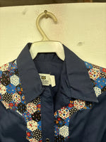 New Women’s Lady DJ Blue Deisgned Long Sleeve Pearl Snap Size 34 TT-142