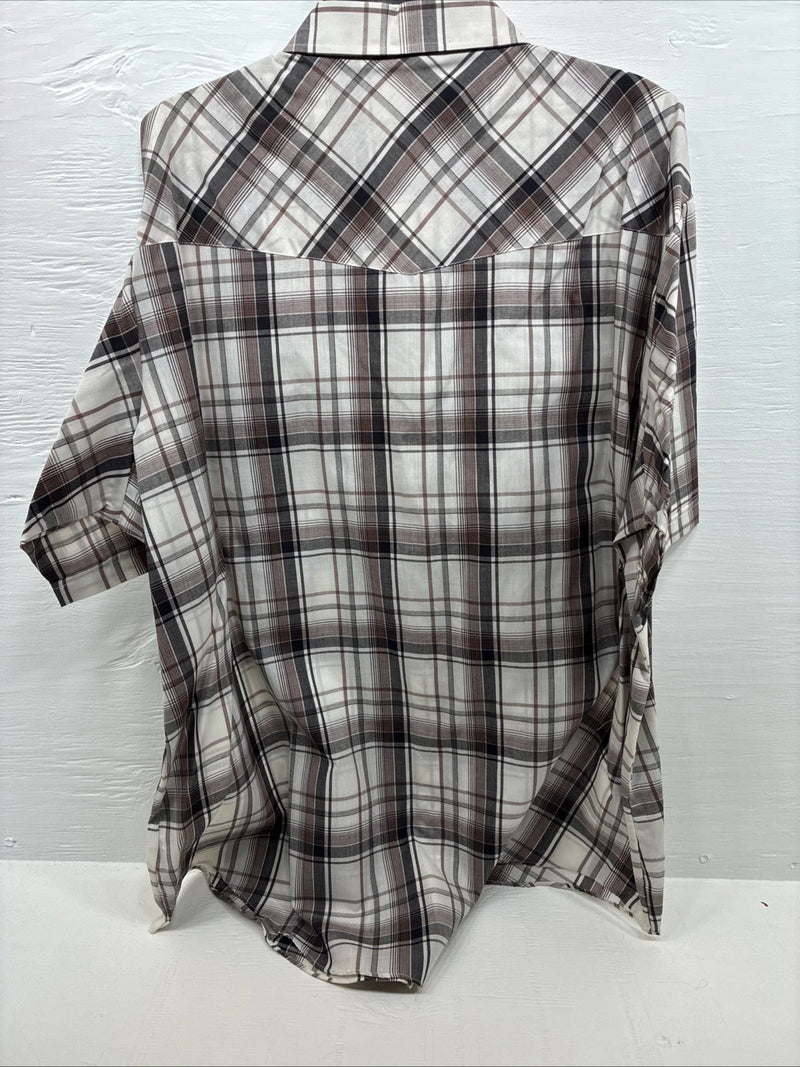 New Men’s ELY Cattleman Multiple Color Flannel Short Sleeve Pearl Snap 4XL E-85