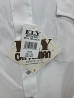 New Men’s ELY Cattleman White Long Sleeve Pearl Snap 18.5 X 35 2XL F-77
