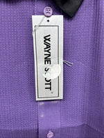 New Wayne Scott Dark Purple Long Sleeve Button Up English Shirt Small X-96