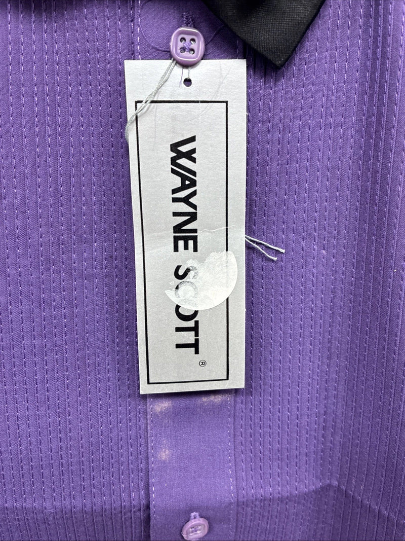 New Wayne Scott Dark Purple Long Sleeve Button Up English Shirt Small X-96