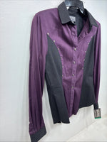 New Women’s Roughrider Purple Black Long Sleeve Button Up Small 3B-8