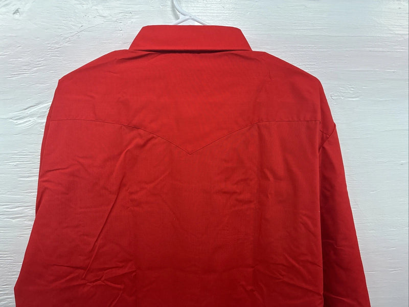 New Men’s H Bar C Simple Red Long Sleeve Pearl Snap 17.5 X 35 XL R-58