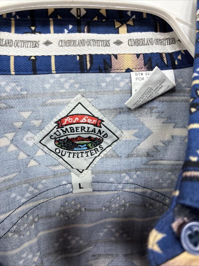 New Women’s Cumberland Blue Design Short Sleeve Pearl Snap Size Large TT-73