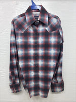 New Kids Panhandle Slim Red Blue Plaid Long Sleeve Pearl Snap Size 10 CC-93