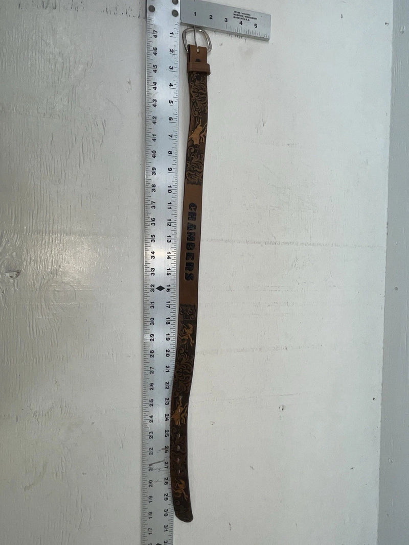 New brown Genuine Leather Chambers Tooled 24” Belt #5442 NN-50