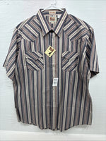 New Men’s ELY Cattleman Multicolor Stripe Short Sleeve Pearl Snap XLT R-67