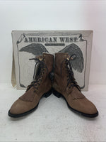 New Men’s Brown Lace Up American West Cowboy Boots. 6992 9 E W. 3-49