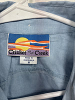 New Women’s Crickets Creek Blue Long Sleeve Button Up Medium MM-91