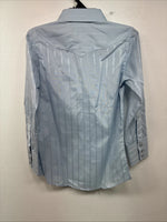 New Boys White Horse Blue Long Sleeve Pearl Snap Medium DD-120