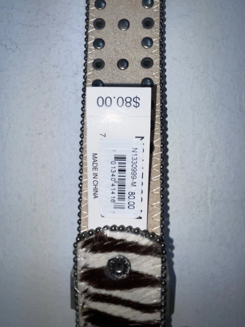 New Zebra Print Genuine Leather Nocona Bling M Belt #N1330999 Z-63